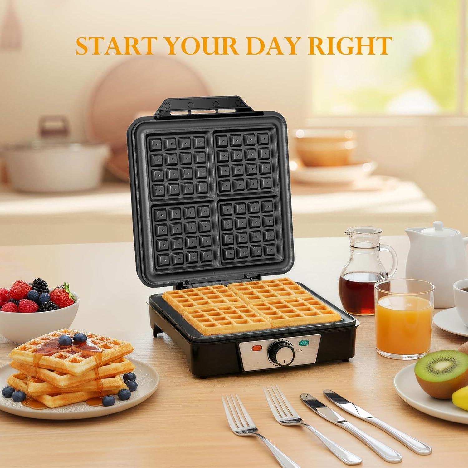 image:imageCozary Gaufrier forme de gaufre belge pour gaufres paisses revtement antiadhsif niveau de chauffage rglable 1200 watts Acier inoxydable