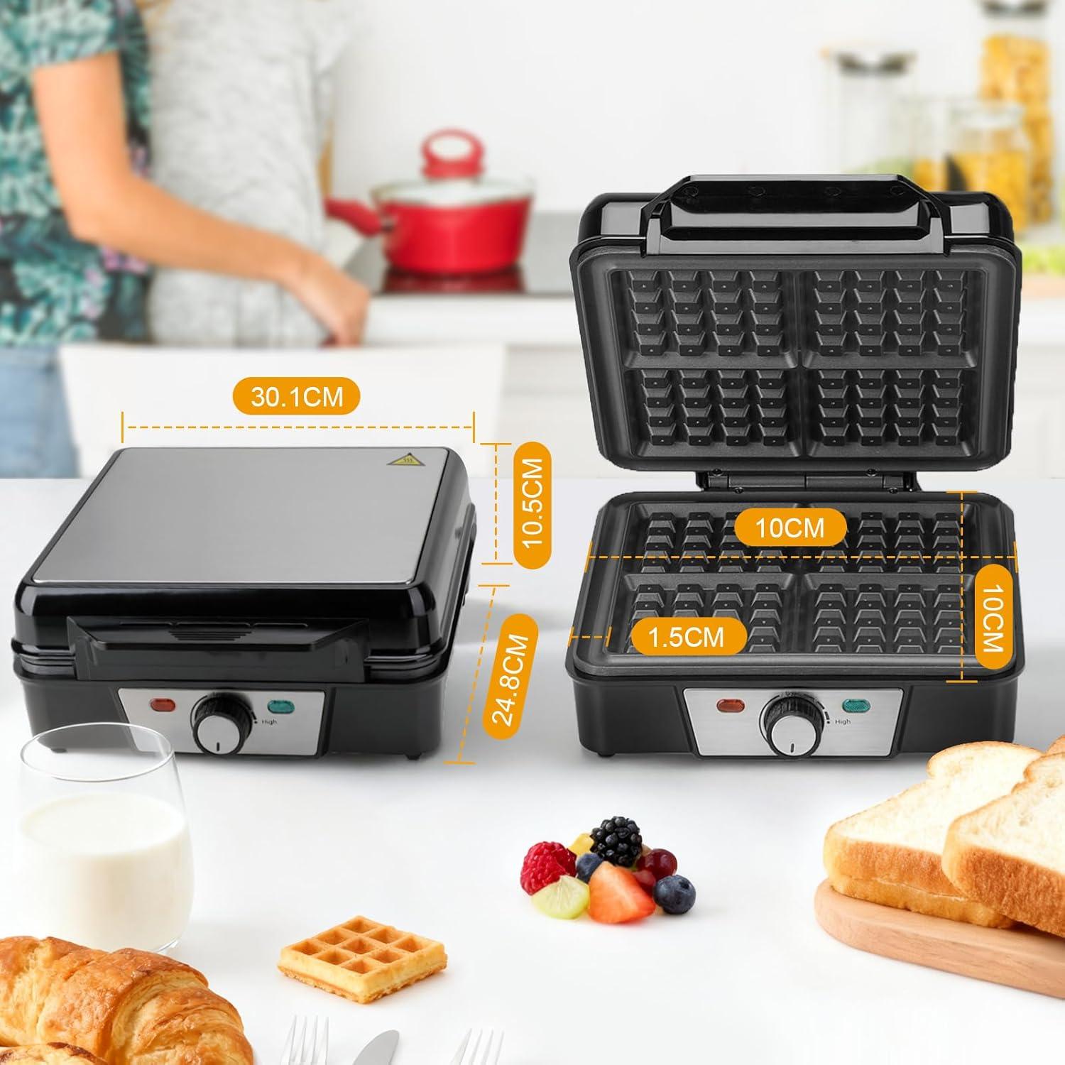 image:imageCozary Gaufrier forme de gaufre belge pour gaufres paisses revtement antiadhsif niveau de chauffage rglable 1200 watts Acier inoxydable