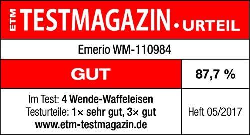 image:imageEmerio WM1109844 Gaufrier rotatif pour 4 gaufres belges en mme temps avec fonction rotative professionnelle plaques antiadhsives rgulateur de temprature 1000 W bien test argent