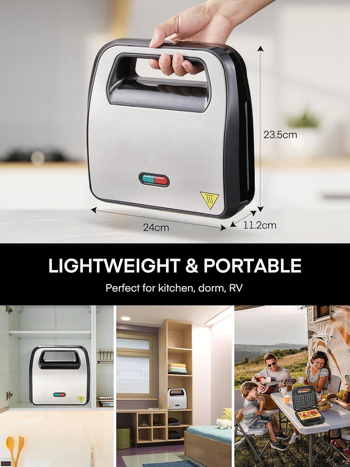 image:imageGaufrier 6 en 1 Appareil Croque Monsieur 750W Multifonctions Machine lectrique 6 Plaques Antiadhsives et Dtachables Cuisson Double FaceThermostat Automatique