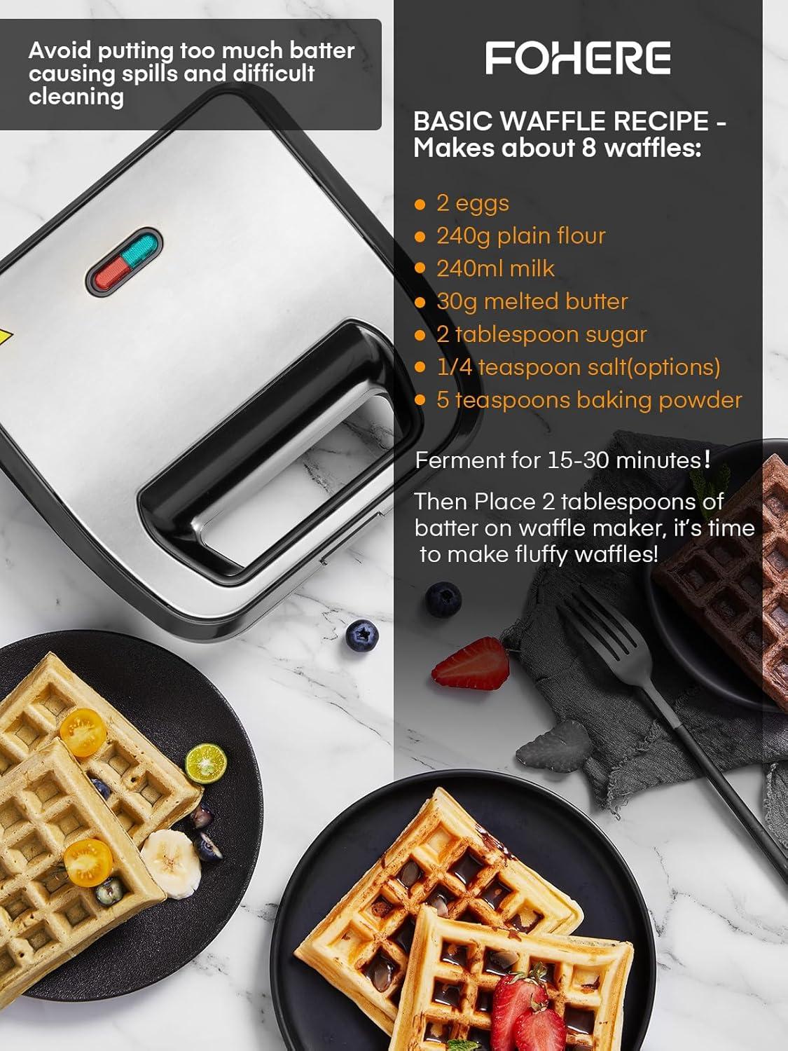 image:imageGaufrier 6 en 1 Appareil Croque Monsieur 750W Multifonctions Machine lectrique 6 Plaques Antiadhsives et Dtachables Cuisson Double FaceThermostat Automatique