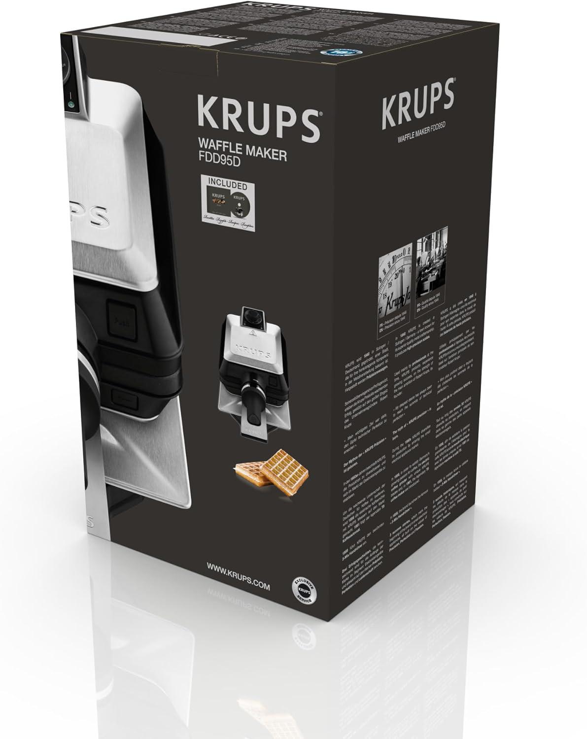 image:imageKRUPS Gaufrier Rotatif Cuisson parfaites Cuisson homogne Utilisation facile Plaques antiadhsives Haute prcision Rangement vertical FDD95D10 Noir MtalSingle