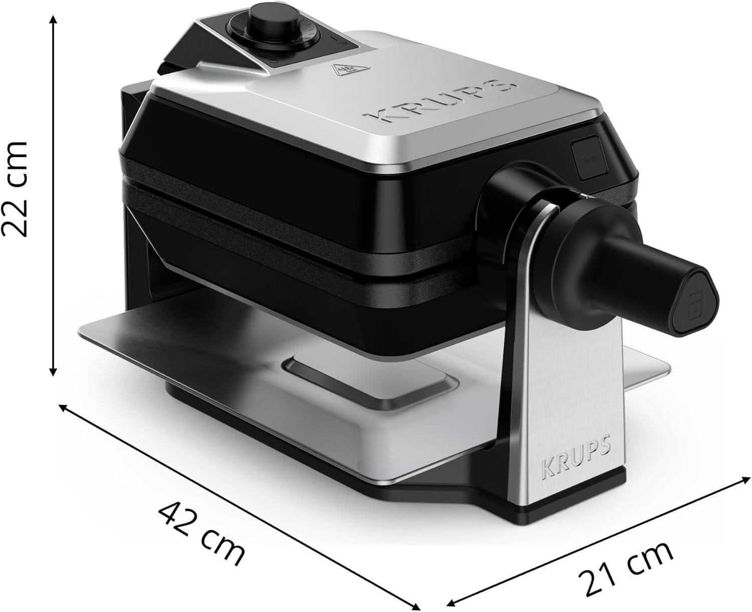 image:imageKRUPS Gaufrier Rotatif Cuisson parfaites Cuisson homogne Utilisation facile Plaques antiadhsives Haute prcision Rangement vertical FDD95D10 Noir MtalSingle