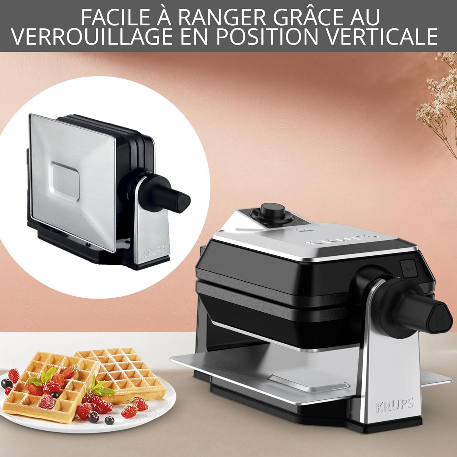 image:imageKRUPS Gaufrier Rotatif Cuisson parfaites Cuisson homogne Utilisation facile Plaques antiadhsives Haute prcision Rangement vertical FDD95D10 Noir MtalSingle