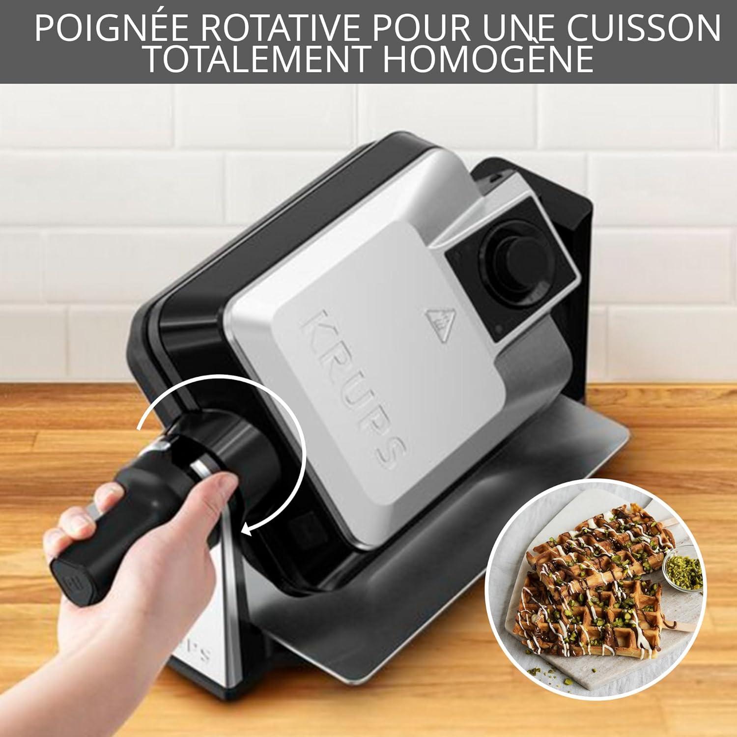 image:imageKRUPS Gaufrier Rotatif Cuisson parfaites Cuisson homogne Utilisation facile Plaques antiadhsives Haute prcision Rangement vertical FDD95D10 Noir MtalSingle
