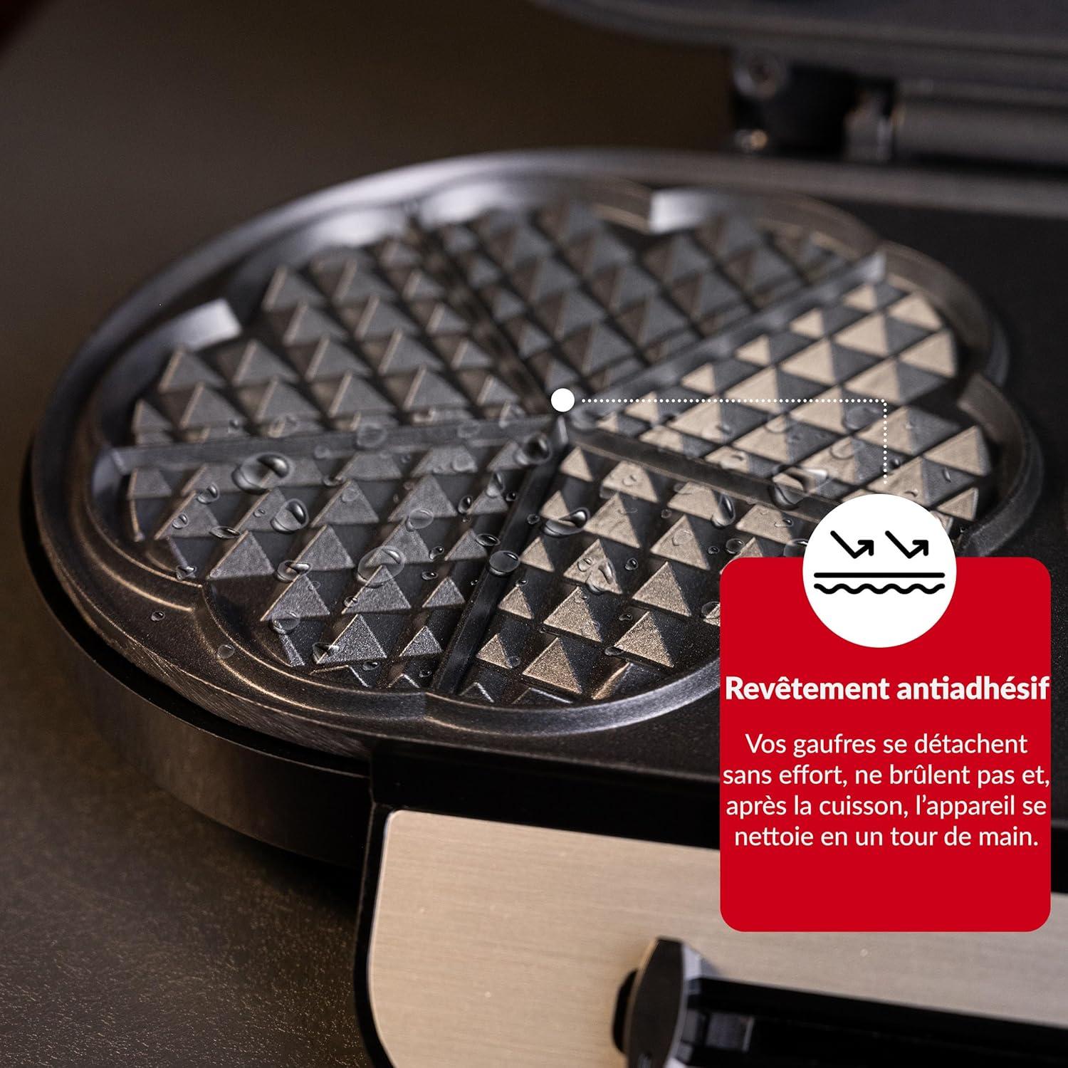 image:imageLEHMANN Gaufrier Double en Forme de Cur Machine a Gauffre pour 10 Gaufres Classiques en Forme de Cur 2 Surfaces de Cuisson Antiadhsives Rglage Temprature 1200W