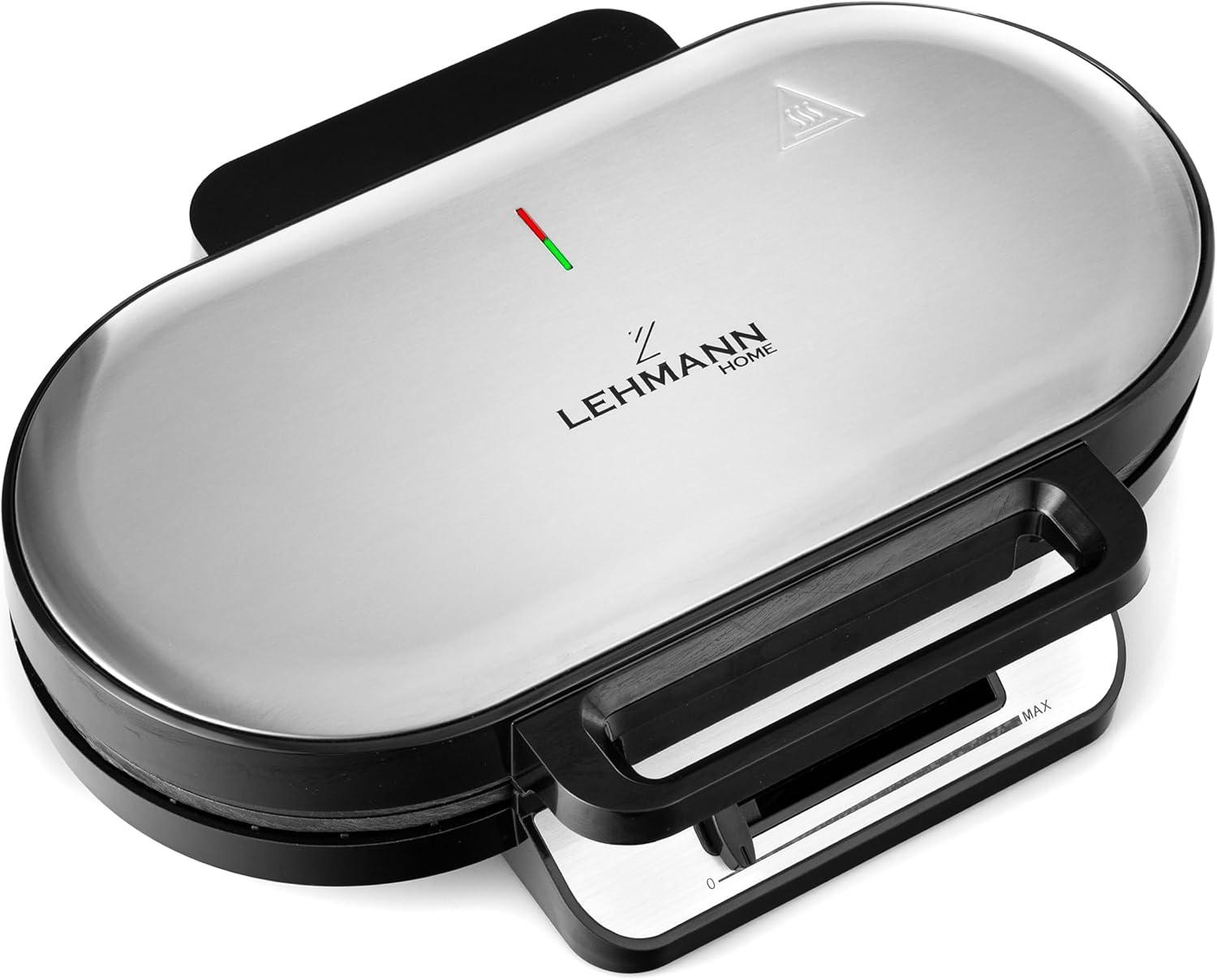 image:imageLEHMANN Gaufrier Double en Forme de Cur Machine a Gauffre pour 10 Gaufres Classiques en Forme de Cur 2 Surfaces de Cuisson Antiadhsives Rglage Temprature 1200W