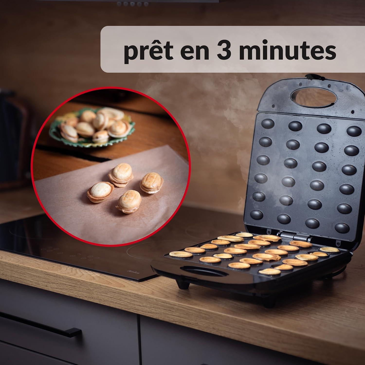 image:imageLehmann Boulangerie lectrique avec revtement antiadhsif 1700 W Appareil de cuisine Machine noix pour 24 moitis de noix Machine ptisserie pour noix Gaufrier pour gaufres de noix