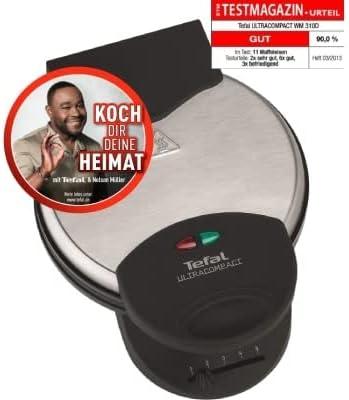 image:imageTefal WM310D Gaufrier en forme de cur pour gaufres en forme de cur rgulateur de temprature en continu plaques antiadhsives bac rcuprateur de pte noir 1000 W