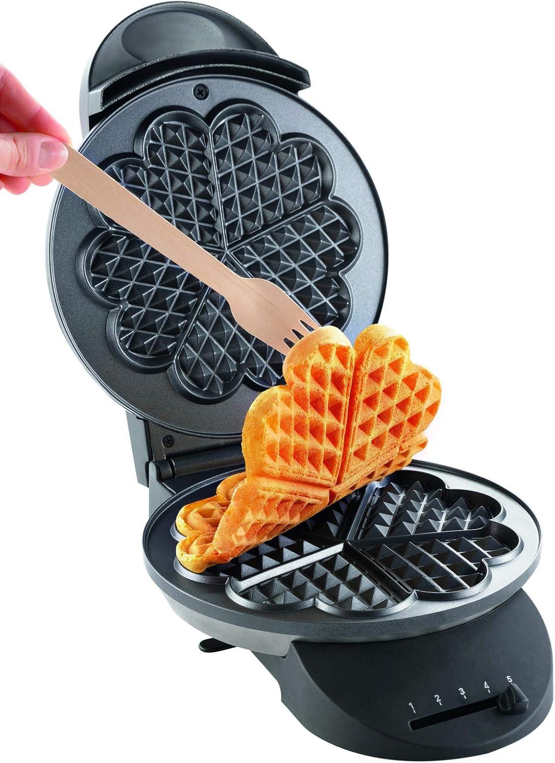 image:imageTefal WM310D Gaufrier en forme de cur pour gaufres en forme de cur rgulateur de temprature en continu plaques antiadhsives bac rcuprateur de pte noir 1000 W