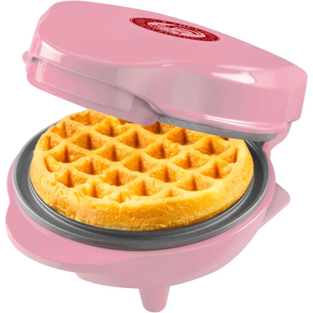 image:imageBestron Mini Gaufrier en dition de Nol appareil gaufres avec revtement antiadhsif Gaufrier idal pour Nol les ftes ou comme cadeau taille de la gaufre 10 cm couleur Vert MatRose Mat