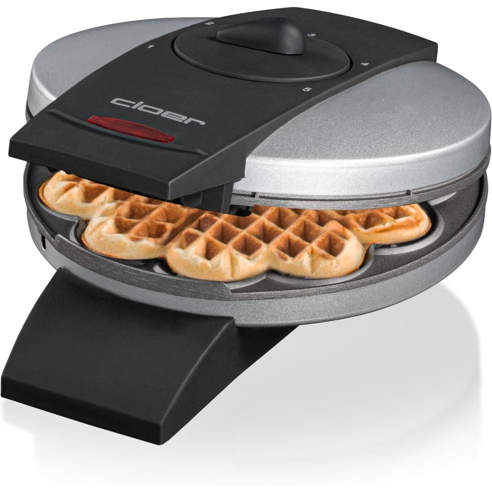 image:imageCloer 1620 Gaufrier pour gaufres en forme de cur 930 W taille de gaufre 155 cm degr de brunissement infiniment variable noirMtal