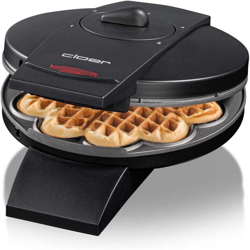 image:imageCloer 1620 Gaufrier pour gaufres en forme de cur 930 W taille de gaufre 155 cm degr de brunissement infiniment variable noirNoir