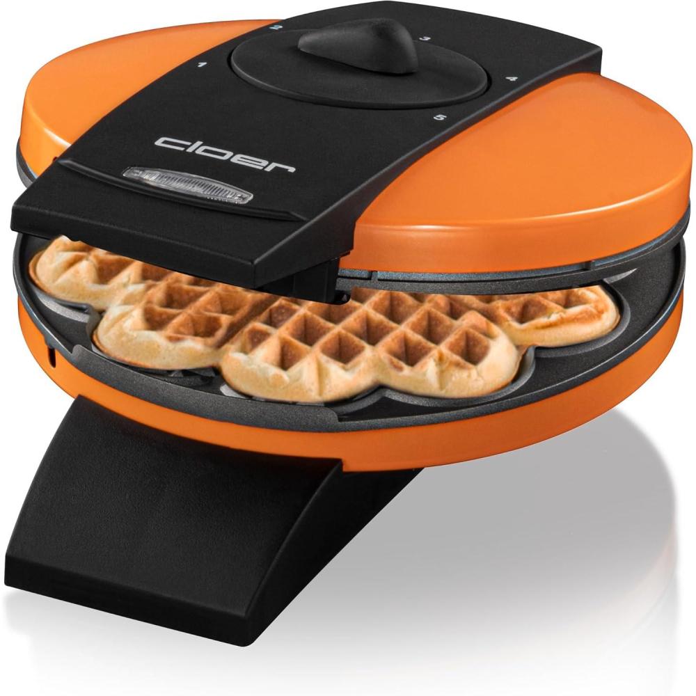 image:imageCloer 1620 Gaufrier pour gaufres en forme de cur 930 W taille de gaufre 155 cm degr de brunissement infiniment variable noirOrange