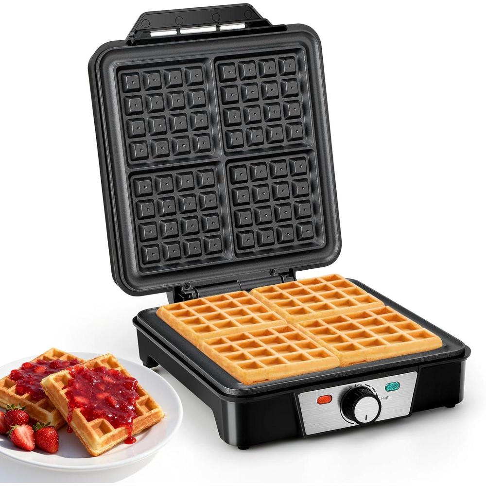 image:imageCozary Gaufrier forme de gaufre belge pour gaufres paisses revtement antiadhsif niveau de chauffage rglable 1200 watts Acier inoxydable