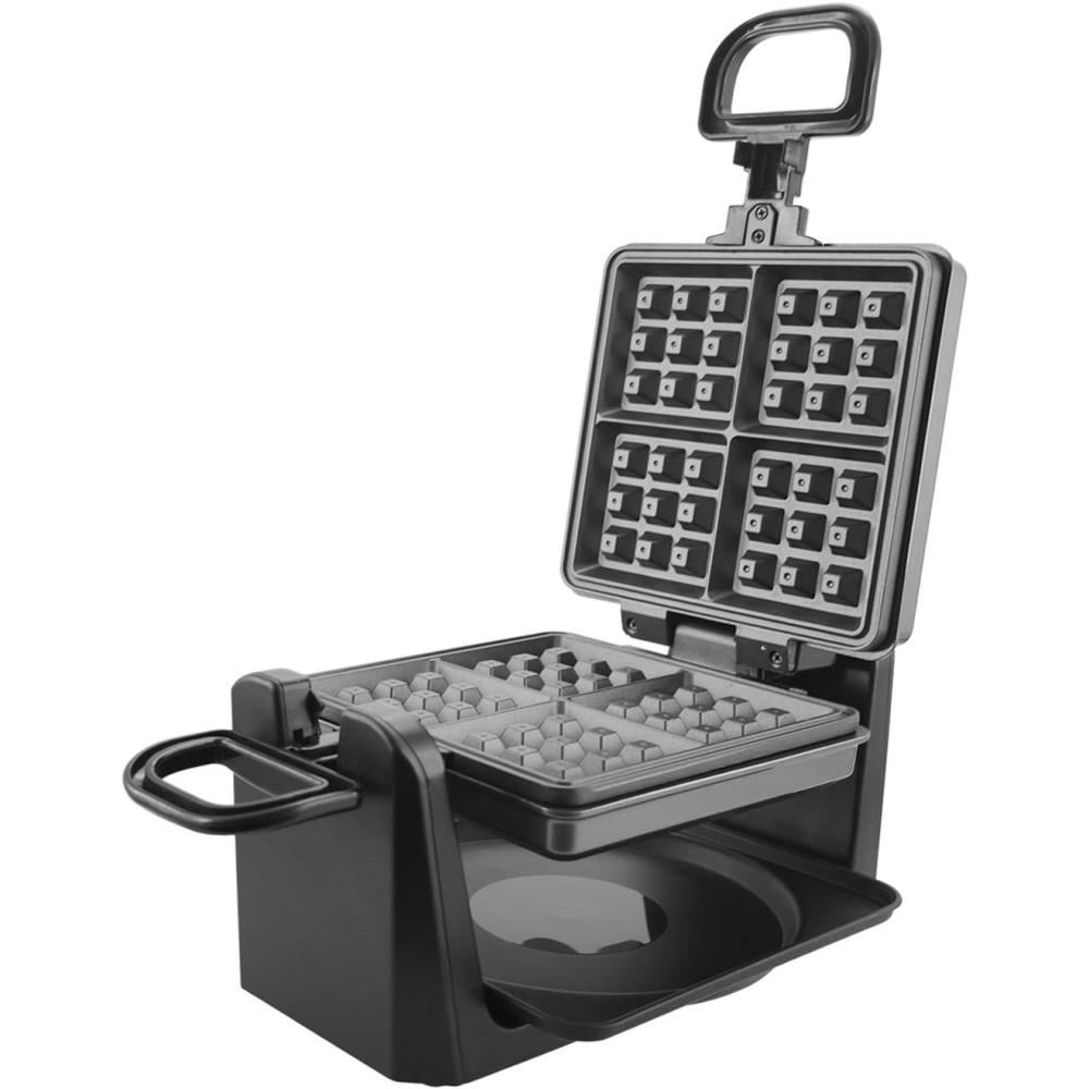 image:imageEmerio WM1109844 Gaufrier rotatif pour 4 gaufres belges en mme temps avec fonction rotative professionnelle plaques antiadhsives rgulateur de temprature 1000 W bien test argent