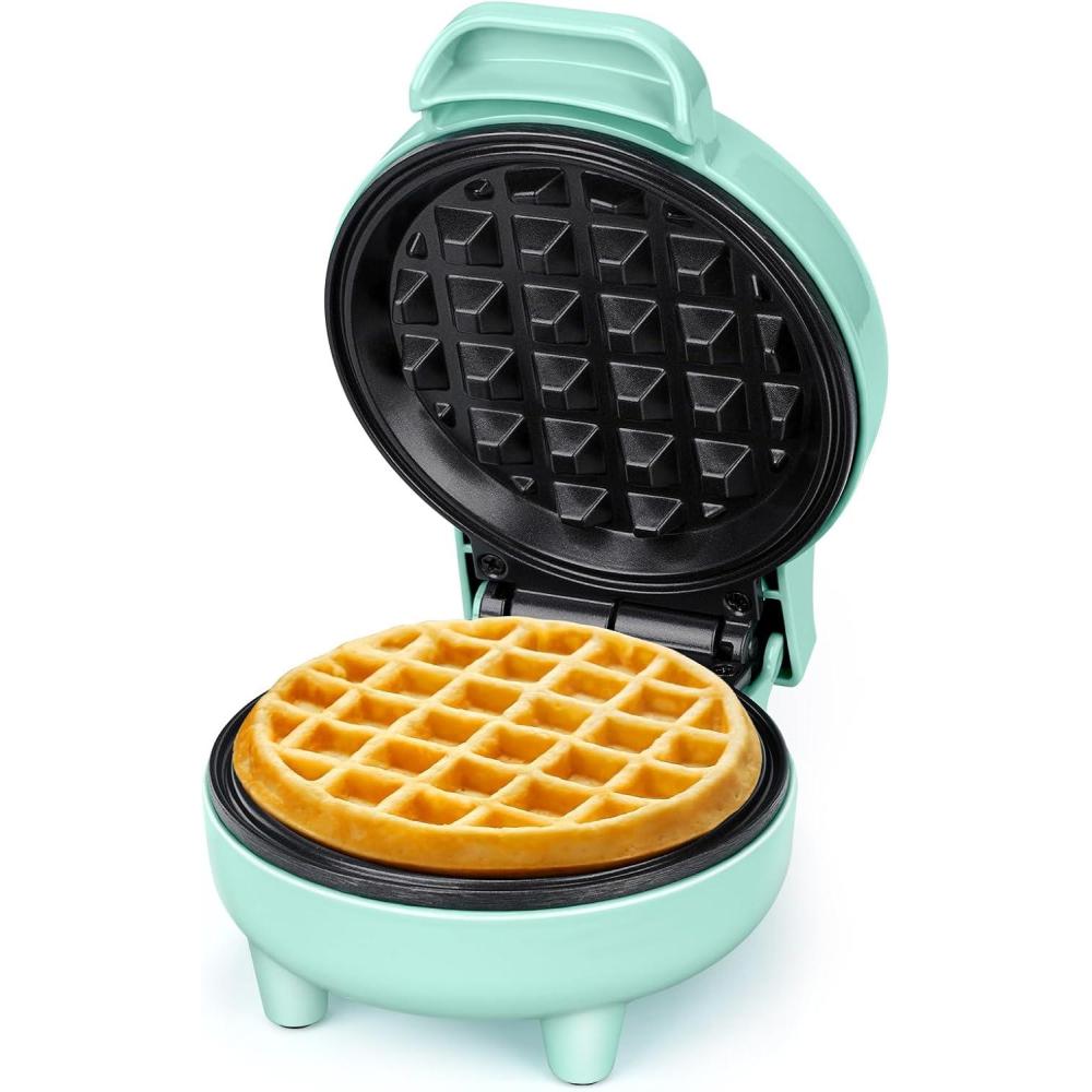 image:imageSNAILAR Mini gaufrier Machine gaufres belges Petit gaufrier Classique pour les anniversaires des enfants les ftes de famille Pques ou Nol Design mignon et compact 550 watts Vert