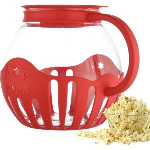 Bol à popcorn pour micro-ondes – Pot à pop-corn pour micro-ondes – Machine à popcorn – Pot multifonction en BPA de 2,25 litres – Passe au lave-vaisselle pour pop-corn fait maison(Rouge)