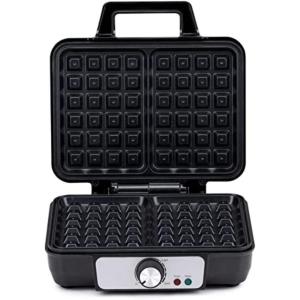 alpina Gaufrier – Gaufres de Bruxelles – Revêtement Anti-Adhésif – 2 Gaufres – 1000 W – Noir