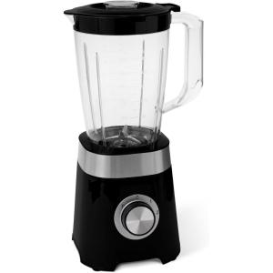 Amazon Basics Mixeur de cuisine avec pichet en plastique de 1.5 l, 600 W pour faire des smoothies et piler de la glace, Noir(Noir)