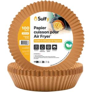 100 pièces Papier Cuisson pour Air Fryer (16×16 cm) Carré Paper Liner Friteuse, Papier Air Fryer Carré Antiadhésif Pour Friteuse Sans Huile 4 à 4,5 litres – Idéal pour la cuisson saine(Rond 16×16 cm)