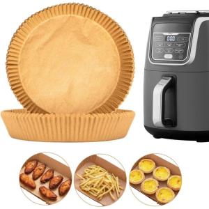 100x Papier Cuisson pour Ninja Air Fryer, 20 x 14cm Rectangulaire, Résiste à 230°C et à l&rsquo;huile, Feuille Paper Liners pour airfryer Foodi Tiroir Double [AF500EU 10,4L | AF400EUCP AF300EU AF200EU](Rond – 20cm – 100pcs)