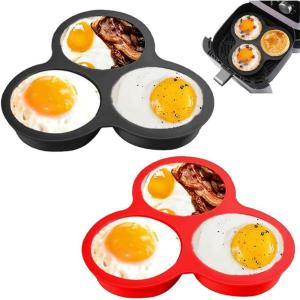 2 Pièces Moule Silicone Oeuf Air Fryer – Moule Muffin Gateau Air Fryer – Accessoires AirFryers Antiadhésifs – Moules À Cake Ronds – Idéal Pour Muffins, Œufs, Pancakes Et Toasts