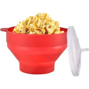 Bol à pop-corn pour micro-ondes, bol à pop-corn lavable au micro-ondes – Machine à pop-corn à micro-ondes résistante à la chaleur Popcorn à micro-ondes | Bol à pop-corn pratique avec couvercle,(Rouge)