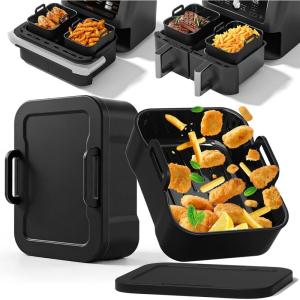 Accessoires Air Fryer Moulinex Dual Easy Fry XXL 11L, Moule En Silicone Pour Moulinex Double Friteuse À Air EZ942BF0 EZ9428F0, Papier Cuisson, grille air fryer, Spray Huile Cuisine, Moule Muffin, Etc(Lunch Box Philips Na460 Na462)