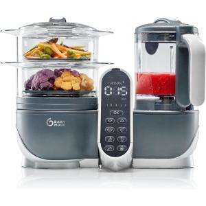 Babymoov Nutribaby(+), Robot Cuiseur Bébé Multifonctions 6 en 1, Cuiseur Vapeur Mixeur, Grande Capacité 2,2L, Petits Pots Bébé Faits Maison, Idéal Diversification Alimentaire, Gris(Gris)