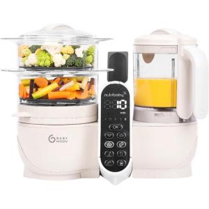 Babymoov Nutribaby(+), Robot Cuiseur Bébé Multifonctions 6 en 1, Cuiseur Vapeur Mixeur, Grande Capacité 2,2L, Petits Pots Bébé Faits Maison, Idéal Diversification Alimentaire, Gris(Beige)