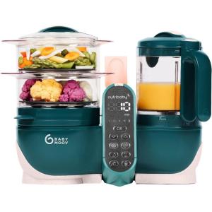 Babymoov Nutribaby(+), Robot Cuiseur Bébé Multifonctions 6 en 1, Cuiseur Vapeur Mixeur, Grande Capacité 2,2L, Petits Pots Bébé Faits Maison, Idéal Diversification Alimentaire, Gris(Vert Foncé)